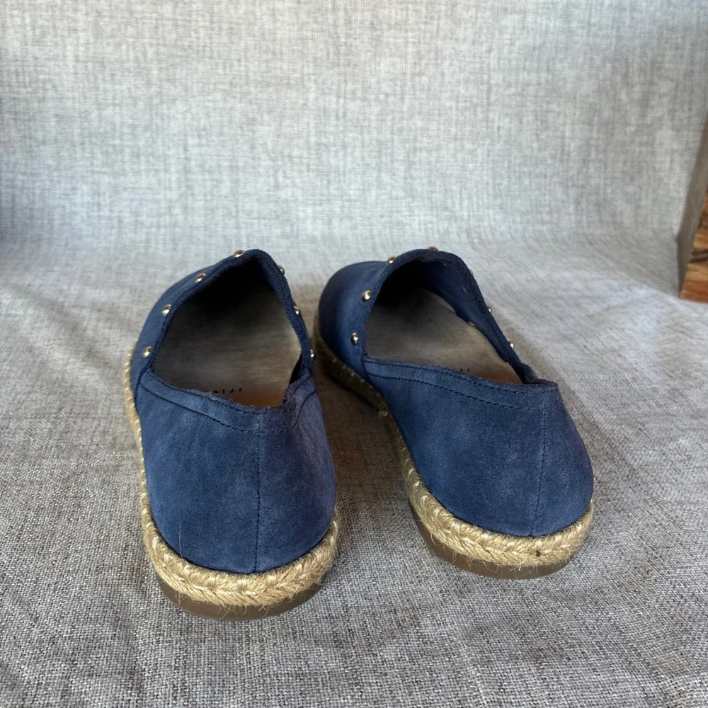 Anne Klein Espadrille Flats Navy Blue Suede Studded 7.5M Kaily iflex Slip On